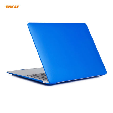 ENKAY 3 in 1 Matte Laptop Protective Case + US Version TPU Keyboard Film + Anti-dust Plugs Set for MacBook Air 13.3 inch A1932 (2018)(Dark Blue)-garmade.com