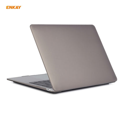 ENKAY 3 in 1 Matte Laptop Protective Case + US Version TPU Keyboard Film + Anti-dust Plugs Set for MacBook Air 13.3 inch A1932 (2018)(Grey)-garmade.com