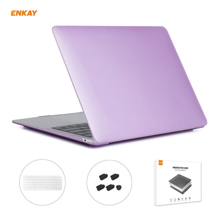 ENKAY 3 in 1 Matte Laptop Protective Case + US Version TPU Keyboard Film + Anti-dust Plugs Set for MacBook Air 13.3 inch A1932 (2018)(Purple)-garmade.com