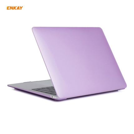 ENKAY 3 in 1 Matte Laptop Protective Case + US Version TPU Keyboard Film + Anti-dust Plugs Set for MacBook Air 13.3 inch A1932 (2018)(Purple)-garmade.com