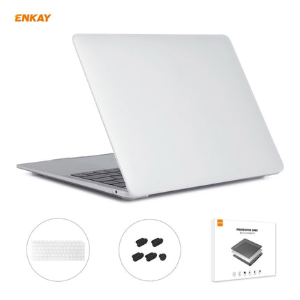 ENKAY 3 in 1 Matte Laptop Protective Case + US Version TPU Keyboard Film + Anti-dust Plugs Set for MacBook Air 13.3 inch A1932 (2018)(White)-garmade.com