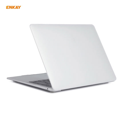 ENKAY 3 in 1 Matte Laptop Protective Case + US Version TPU Keyboard Film + Anti-dust Plugs Set for MacBook Air 13.3 inch A1932 (2018)(White)-garmade.com