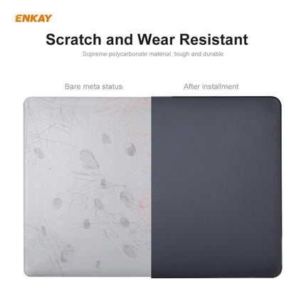 ENKAY 3 in 1 Matte Laptop Protective Case + US Version TPU Keyboard Film + Anti-dust Plugs Set for MacBook Air 13.3 inch A1932 (2018)(Dark Blue)-garmade.com