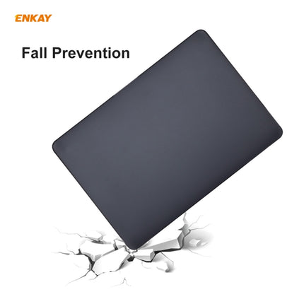 ENKAY 3 in 1 Matte Laptop Protective Case + US Version TPU Keyboard Film + Anti-dust Plugs Set for MacBook Air 13.3 inch A1932 (2018)(Black)-garmade.com