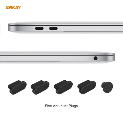 ENKAY 3 in 1 Matte Laptop Protective Case + US Version TPU Keyboard Film + Anti-dust Plugs Set for MacBook Air 13.3 inch A1932 (2018)(Dark Blue)-garmade.com