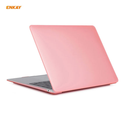 ENKAY 3 in 1 Matte Laptop Protective Case + EU Version TPU Keyboard Film + Anti-dust Plugs Set for MacBook Air 13.3 inch A1932 (2018)(Pink)-garmade.com