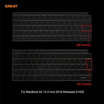 ENKAY 3 in 1 Matte Laptop Protective Case + EU Version TPU Keyboard Film + Anti-dust Plugs Set for MacBook Air 13.3 inch A1932 (2018)(Light Blue)-garmade.com