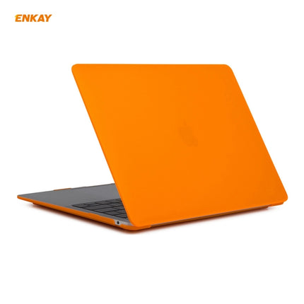 ENKAY 3 in 1 Matte Laptop Protective Case + US Version TPU Keyboard Film + Anti-dust Plugs Set for MacBook Air 13.3 inch A2179 & A2337 (2020)(Orange)-garmade.com
