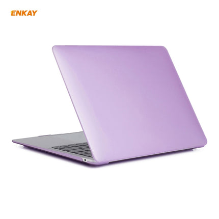 ENKAY 3 in 1 Matte Laptop Protective Case + US Version TPU Keyboard Film + Anti-dust Plugs Set for MacBook Air 13.3 inch A2179 & A2337 (2020)(Purple)-garmade.com