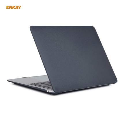 ENKAY 3 in 1 Matte Laptop Protective Case + EU Version TPU Keyboard Film + Anti-dust Plugs Set for MacBook Air 13.3 inch A2179 & A2337 (2020)(Black)-garmade.com