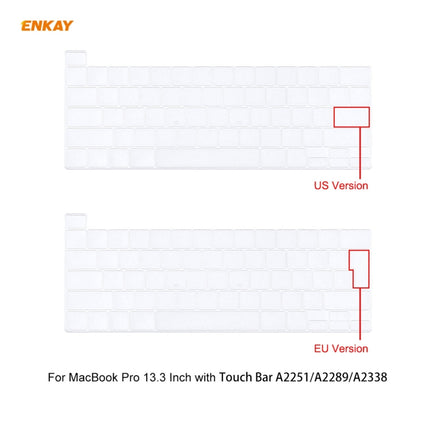 ENKAY 3 in 1 Crystal Laptop Protective Case + US Version TPU Keyboard Film + Anti-dust Plugs Set for MacBook Pro 13.3 inch A2251 & A2289 & A2338 (with Touch Bar)(Transparent)-garmade.com