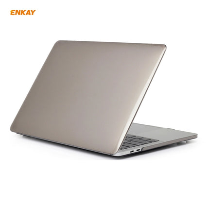 ENKAY 3 in 1 Crystal Laptop Protective Case + EU Version TPU Keyboard Film + Anti-dust Plugs Set for MacBook Pro 13.3 inch A2251 & A2289 & A2338 (with Touch Bar)(Grey)-garmade.com