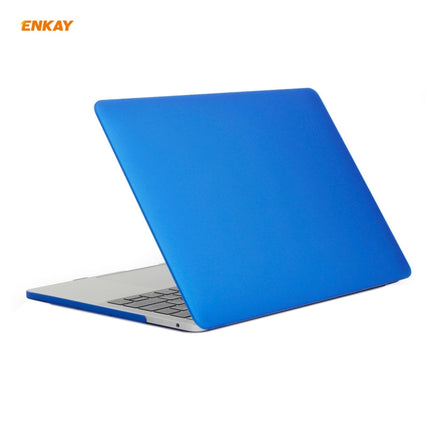 ENKAY 3 in 1 Matte Laptop Protective Case + US Version TPU Keyboard Film + Anti-dust Plugs Set for MacBook Pro 13.3 inch A2251 & A2289 & A2338 (with Touch Bar)(Dark Blue)-garmade.com