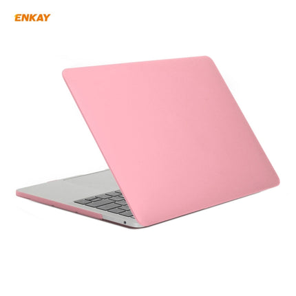 ENKAY 3 in 1 Matte Laptop Protective Case + US Version TPU Keyboard Film + Anti-dust Plugs Set for MacBook Pro 13.3 inch A2251 & A2289 & A2338 (with Touch Bar)(Pink)-garmade.com