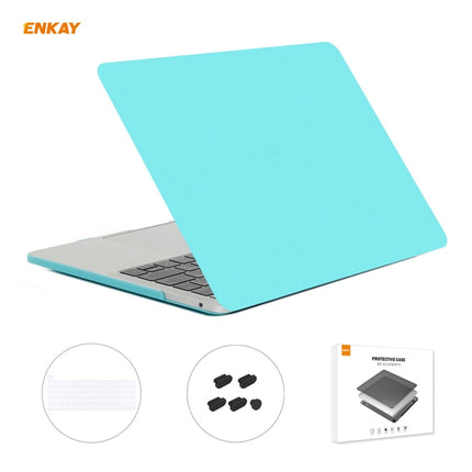 ENKAY 3 in 1 Matte Laptop Protective Case + US Version TPU Keyboard Film + Anti-dust Plugs Set for MacBook Pro 13.3 inch A2251 & A2289 & A2338 (with Touch Bar)(Cyan)-garmade.com