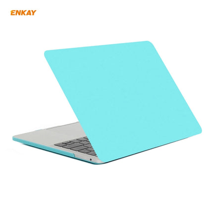 ENKAY 3 in 1 Matte Laptop Protective Case + US Version TPU Keyboard Film + Anti-dust Plugs Set for MacBook Pro 13.3 inch A2251 & A2289 & A2338 (with Touch Bar)(Cyan)-garmade.com