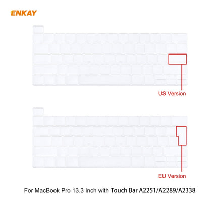 ENKAY 3 in 1 Matte Laptop Protective Case + US Version TPU Keyboard Film + Anti-dust Plugs Set for MacBook Pro 13.3 inch A2251 & A2289 & A2338 (with Touch Bar)(Grey)-garmade.com
