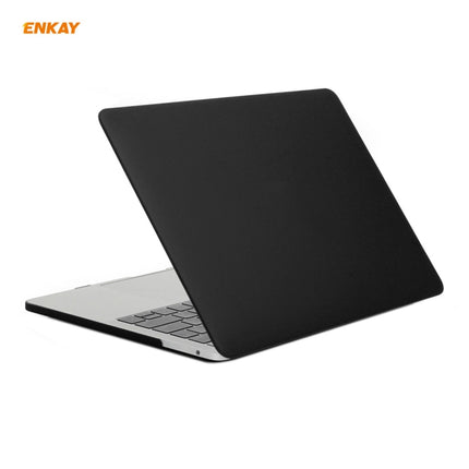 ENKAY 3 in 1 Matte Laptop Protective Case + EU Version TPU Keyboard Film + Anti-dust Plugs Set for MacBook Pro 13.3 inch A2251 & A2289 & A2338 (with Touch Bar)(Black)-garmade.com