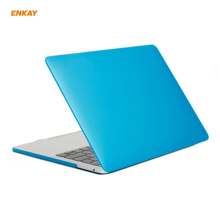 ENKAY 3 in 1 Matte Laptop Protective Case + EU Version TPU Keyboard Film + Anti-dust Plugs Set for MacBook Pro 13.3 inch A2251 & A2289 & A2338 (with Touch Bar)(Light Blue)-garmade.com