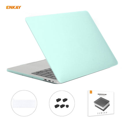 ENKAY 3 in 1 Matte Laptop Protective Case + US Version TPU Keyboard Film + Anti-dust Plugs Set for MacBook Pro 16 inch A2141 (with Touch Bar)(Green)-garmade.com