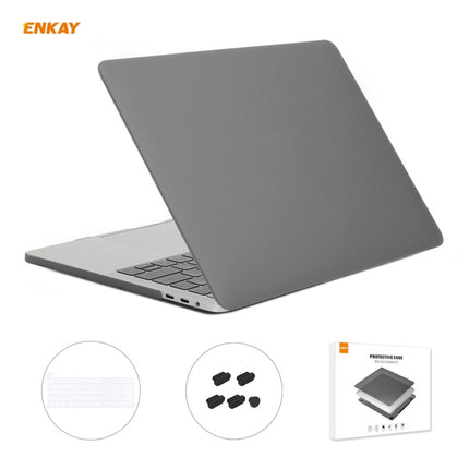 ENKAY 3 in 1 Matte Laptop Protective Case + US Version TPU Keyboard Film + Anti-dust Plugs Set for MacBook Pro 16 inch A2141 (with Touch Bar)(Grey)-garmade.com