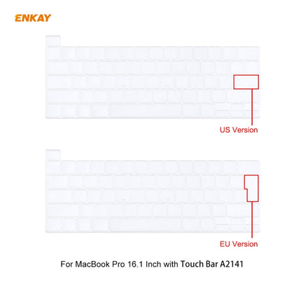 ENKAY 3 in 1 Matte Laptop Protective Case + US Version TPU Keyboard Film + Anti-dust Plugs Set for MacBook Pro 16 inch A2141 (with Touch Bar)(Cyan)-garmade.com