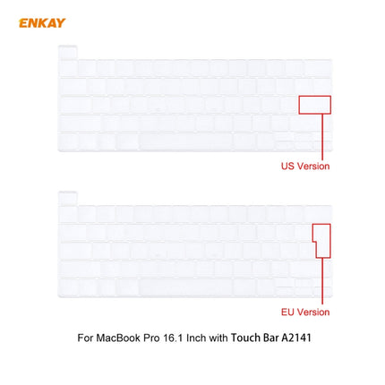 ENKAY 3 in 1 Matte Laptop Protective Case + US Version TPU Keyboard Film + Anti-dust Plugs Set for MacBook Pro 16 inch A2141 (with Touch Bar)(Dark Blue)-garmade.com