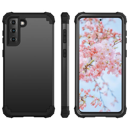 For Samsung Galaxy S21 Plus 5G PC+ Silicone Three-piece Anti-drop Mobile Phone Protective Back Cover(Black)-garmade.com