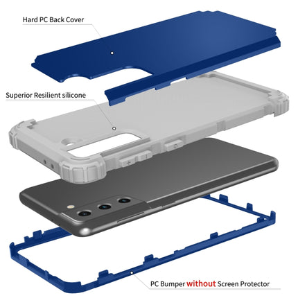 For Samsung Galaxy S21 Plus 5G PC+ Silicone Three-piece Anti-drop Mobile Phone Protective Back Cover(Blue)-garmade.com
