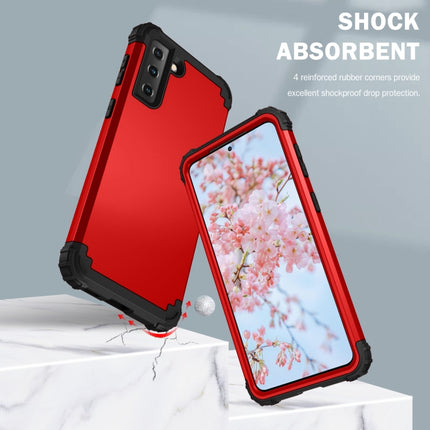 For Samsung Galaxy S21 Plus 5G PC+ Silicone Three-piece Anti-drop Mobile Phone Protective Back Cover(Red)-garmade.com