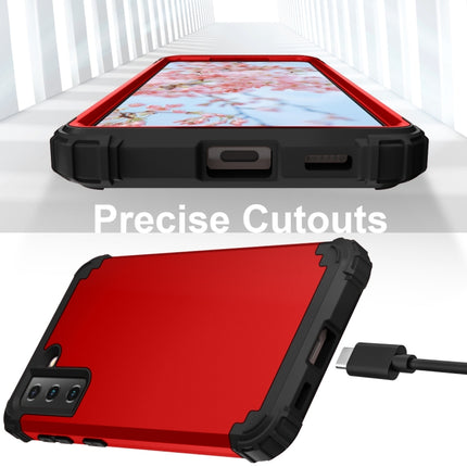 For Samsung Galaxy S21 Plus 5G PC+ Silicone Three-piece Anti-drop Mobile Phone Protective Back Cover(Red)-garmade.com
