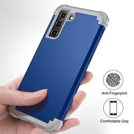 For Samsung Galaxy S21 5G PC+ Silicone Three-piece Anti-drop Mobile Phone Protective Back Cover(Blue)-garmade.com