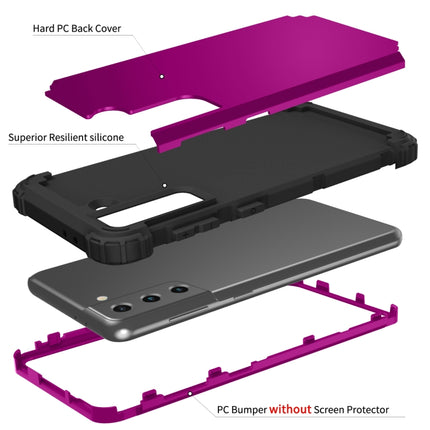 For Samsung Galaxy S21 5G PC+ Silicone Three-piece Anti-drop Mobile Phone Protective Back Cover(Purple)-garmade.com