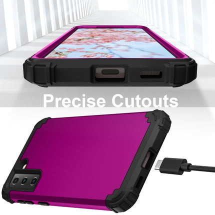For Samsung Galaxy S21 5G PC+ Silicone Three-piece Anti-drop Mobile Phone Protective Back Cover(Purple)-garmade.com