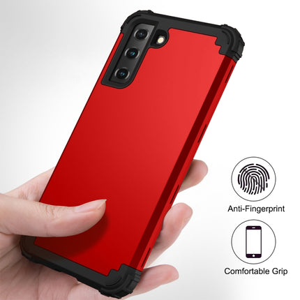 For Samsung Galaxy S21 5G PC+ Silicone Three-piece Anti-drop Mobile Phone Protective Back Cover(Red)-garmade.com