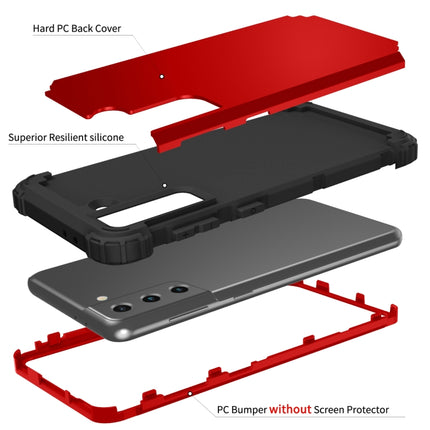 For Samsung Galaxy S21 5G PC+ Silicone Three-piece Anti-drop Mobile Phone Protective Back Cover(Red)-garmade.com