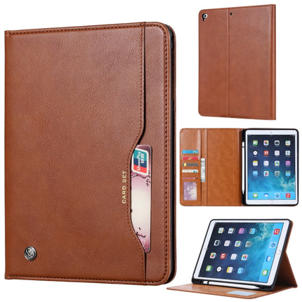 Knead Skin Texture Horizontal Flip Leather Case for iPad 9.7 2018 / 2017 / Air / Air 2/Pro 9.7, with Photo Frame & Holder & Card Slots & Wallet(Brown)-garmade.com