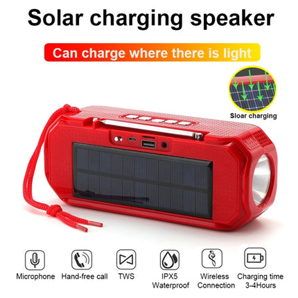 T&G TG280 Solar Power Charging Bluetooth Speakers with Flashlight, Support TF Card / FM / 3.5mm AUX / U Disk / Hands-free Call(Black)-garmade.com