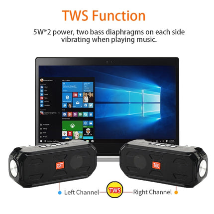 T&G TG280 Solar Power Charging Bluetooth Speakers with Flashlight, Support TF Card / FM / 3.5mm AUX / U Disk / Hands-free Call(Gray)-garmade.com