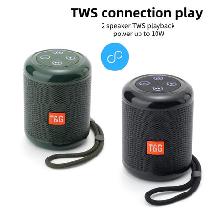 T&G TG519 TWS HiFi Portable Bluetooth Speaker Subwoofer Outdoor Wireless Column Speakers Support TF Card / FM / 3.5mm AUX / U Disk / Hands-free Call(Dark Green)-garmade.com