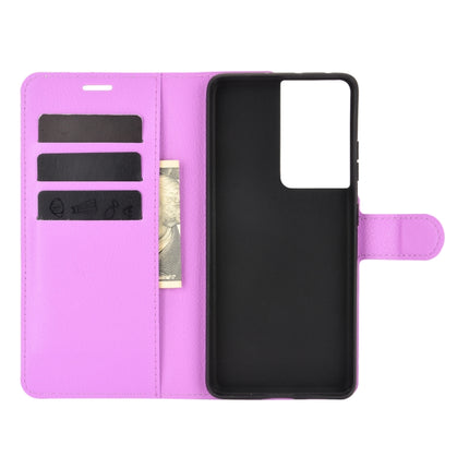 For Samsung Galaxy S21 Ultra 5G Litchi Texture Horizontal Flip Protective Case with Holder & Card Slots & Wallet(Purple)-garmade.com