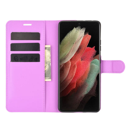 For Samsung Galaxy S21 Ultra 5G Litchi Texture Horizontal Flip Protective Case with Holder & Card Slots & Wallet(Purple)-garmade.com