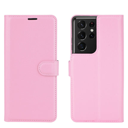 For Samsung Galaxy S21 Ultra 5G Litchi Texture Horizontal Flip Protective Case with Holder & Card Slots & Wallet(Pink)-garmade.com