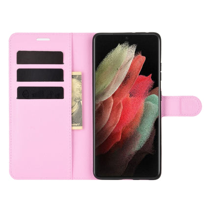 For Samsung Galaxy S21 Ultra 5G Litchi Texture Horizontal Flip Protective Case with Holder & Card Slots & Wallet(Pink)-garmade.com