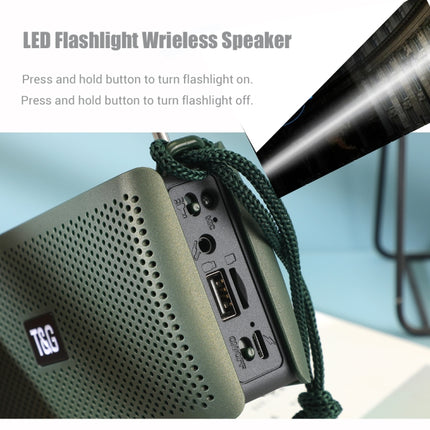 T&G TG282 Portable Bluetooth Speakers with Flashlight, Support TF Card / FM / 3.5mm AUX / U Disk / Hands-free Call(Green)-garmade.com