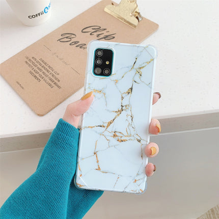 Four Corners Anti-Shattering Flow Gold Marble IMD Phone Back Cover Case For Samsung Galaxy Note20 Ultra(White LD2)-garmade.com