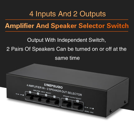 4 Input 2 Output Power Amplifier And Speaker Switcher Speaker Switch Splitter Comparator 300W Per Channel Without Loss Of Sound Quality-garmade.com