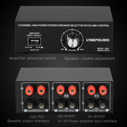 B051 2 Input And 1 Output Power Amplifier And Speaker Selection Switcher Output With Volume Adjustment 2 Power Amplifiers Audio Switcher Switch Distribution Comparator-garmade.com
