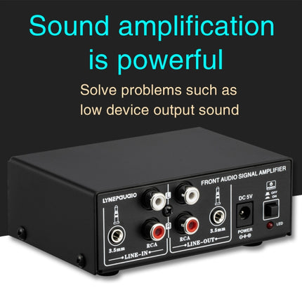 B053 Front Stereo Sound Amplifier Headphone Speaker Amplifier Booster with Volume Adjustment, 2-Way Mixer, USB 5V Power Supply, US Plug-garmade.com