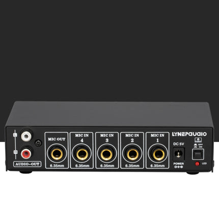 B054 4-Channel Microphone Mixer Support Stereo Output With Reverb Treble And Bass Adjustment, USB 5V Power Supply, US Plug-garmade.com
